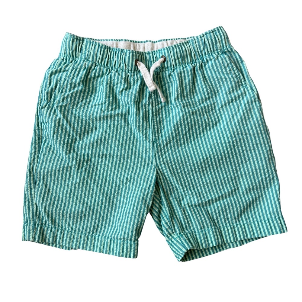 J.Crew‎ Crewcuts Boys Size 10 Seersucker Dock Shorts Green Stripe Pull-On Summer